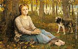Shepherdess Canvas Paintings - A Shepherdess and her Flock